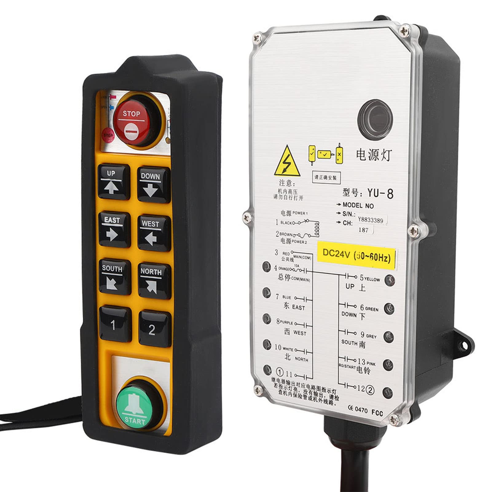 Waterproof Crane Remote Control Single Handle Chain Hoist Lifting Pendant Controller Push Button Switch Industrial Lift Hoist Anti-Fall DC24V Pendant