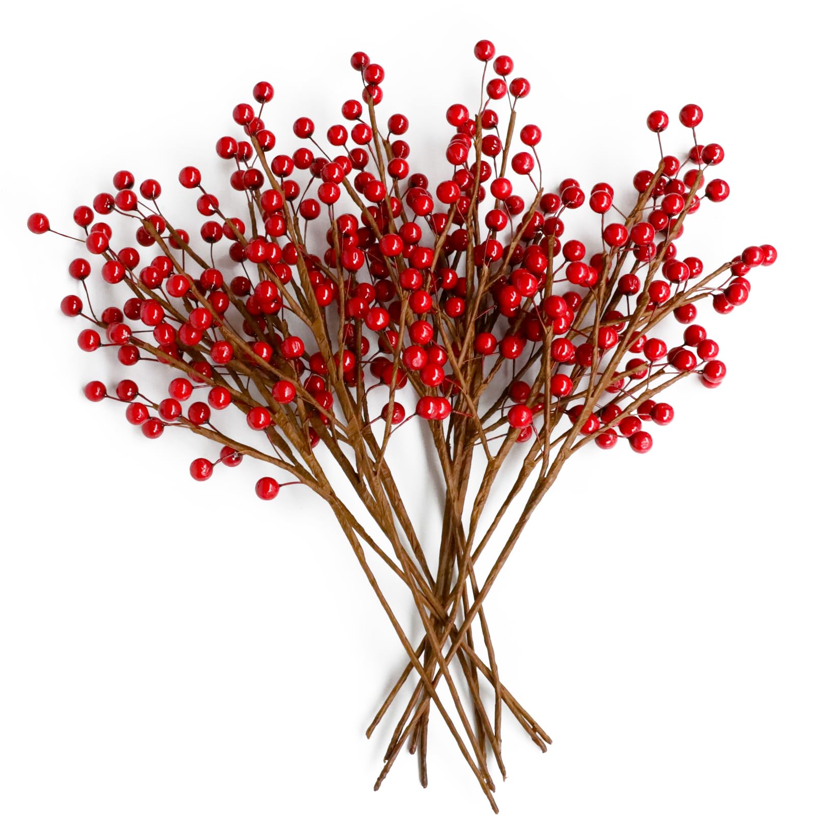 Photo 1 of 12pcs13.5" Red Holly Berry Stems for Christmas Tree, Faux Greenery Picks and Sprays as Holiday Decorations, Berry Garland Planter Filler Branches for Evergreen Outdoor Planters,Christmas Décor with