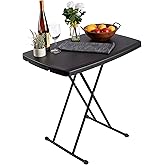 Lavish Home Indoor &amp; Outdoor Portable Folding Table, Black, 2.5ft | Portable Lightweight Small Plastic Table with Adjustable Height, TV Tray for Laptop, Cards, Camping, Crafting, Party