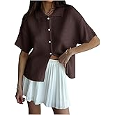 MakeMeChic Women's Half Sleeve Cardigan Button Down Short Sleeve Knitted Sweater