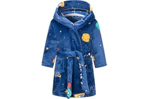 SGMWVB Boys Hooded Bathrobes Girls Soft Plush Fleece Robe Toddler Fuzzy Pajamas Kids Warm Sleepwear
