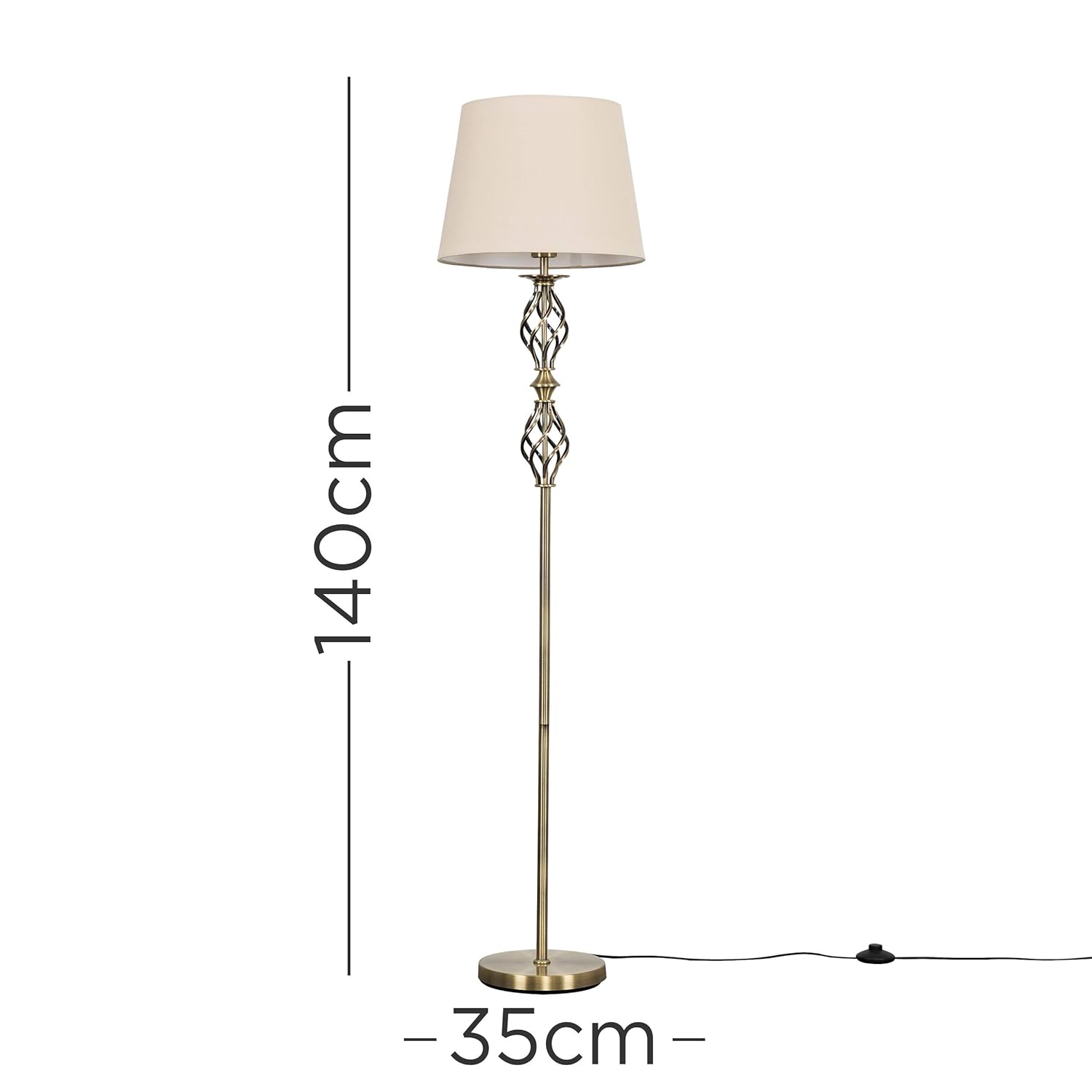 Traditional Style Antique Brass Double Twist Floor Lamp With A