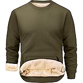 Peakwell Men's Fleece Lined Sweatshirts Warm Winter Long Sleeve Crewneck Sweater Thermal Pullover with Pocket