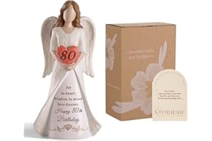 Storieme 80th Birthday Gifts for Women: Best Happy Birthday Gift for 80 Year Old Woman Moms Grandmothers Friends, Unique Birthday Angel Figurine Decorations