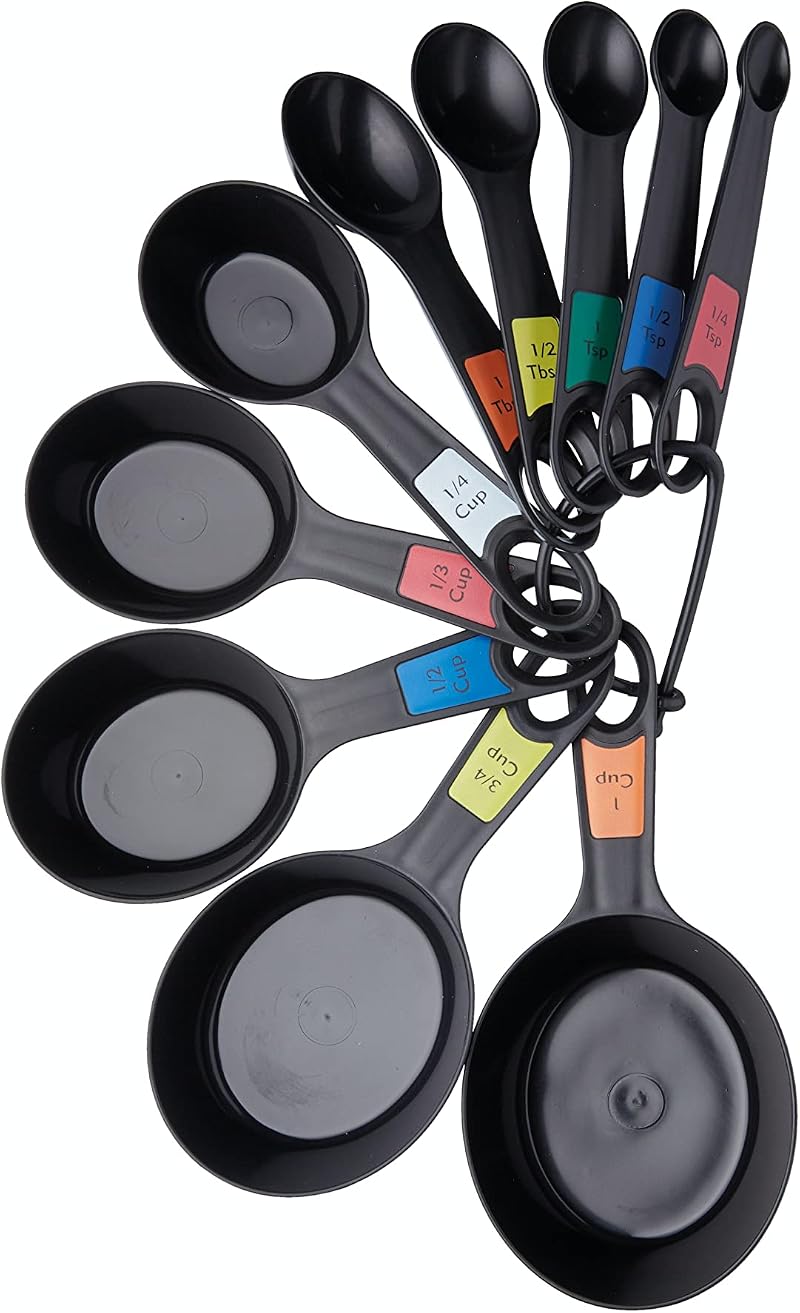 KitchenCraft Universal Measuring Spoon Set Teaspoons Tablespoons Black