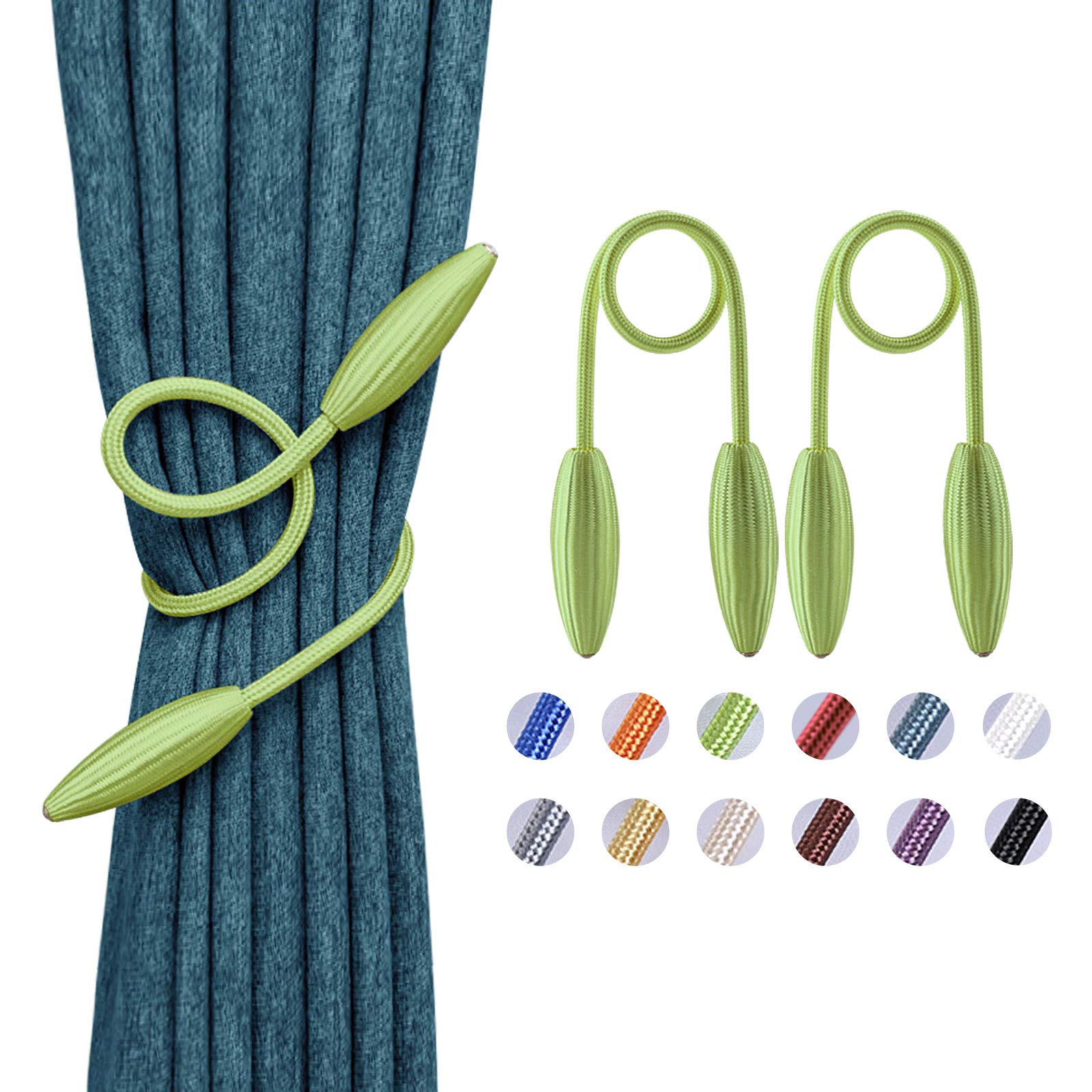 Pretty Jolly 2 Pack DIY Twist Curtain Tiebacks Creative Decorative Drape Tie Backs European Style Random Modelling Curtain Holdbacks for Home & Office Window Blackout & Sheer Drapery (Tender green)