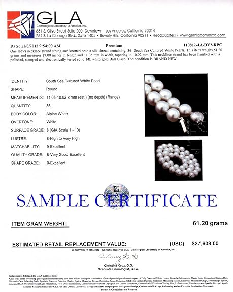 10-11mm blanca del mar del sur de gota-en forma de collar de ...