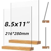 JDEA Acrylic Sign Holder with Wood Base 8.5x11 Inch Vertical and Slant Displays (2 Pack 8.5*11")
