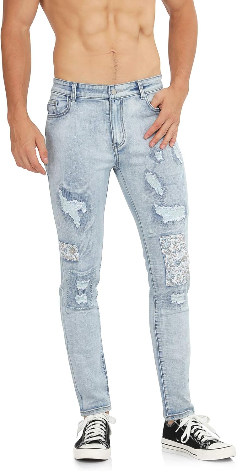 men's distressed slim denim