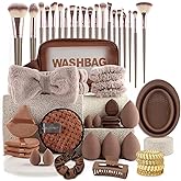 atrccs 48pcs Brown Makeup Brush Set, Professional & Beginner-friendly Premium Synthetic Makeup Brushes Kit, Multi-functional Makeup Brushes Tool Set for Foundation Powder Concealers Eye Shadows Blush