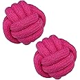 Dog Chew Toys, Dog Rope Balls Kit 2 Pack, Fun Interactive Cotton Balls for Medium to Large Dogs with a Diameter of 3 inches, Relieve Boredom, Chewing, Teething and Indoor Outdoor Training, Purple Red