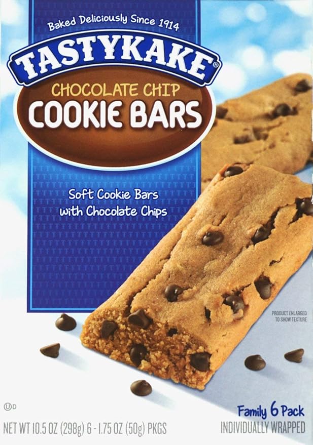 Tastykake Soft Cookie Bars Chocolate Chip 6 CT Grocery