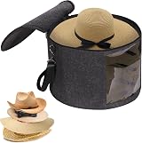 Ohiyoo Large Foldable Felt Hat Box with Lid, Handles, Shoulder Strap - Dark Grey view 1