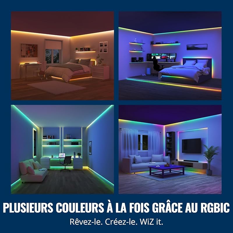 , Ruban LED Connecté, 10 Mètres, 16 millions de couleurs et nuances de blanc, avec détecteur de mouvement, Contrôle possible par la Voix, App, Alexa, Google Assistant et Apple HomeKit