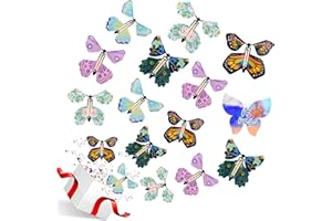 Scettar 15 PCS Magic Flying Butterfly Fairy Flying Toys Wind up Rubber Band Powered Butterfly Toys Decoration for Colorful Bookmark and Greeting Card Surprise Gift