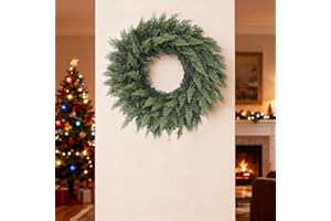 24 Inches Elegant Christmas Door Wreath, Farmhouse Evergreen Wreath, Winter Wreaths for Front Door Christmas, Wedding, Home, 