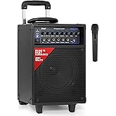 Pyle PA Speaker, Karaoke Machine With Microphone Wireless, 400W Bluetooth Portable Entertainment System-Powerful Sound Great