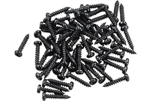 Murtenze 50Pcs Tuning Peg Tuning Key Screws, 11 x 2 mm Machine Heads Guitar Mounting Screws for Electric Acoustic Guitar Bass (Black 50 Pack)