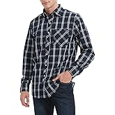 JupiterSecret Men's Plaid Button Down Shirts Cotton Long Sleeve Dress Shirt Business Shirts with Pocket