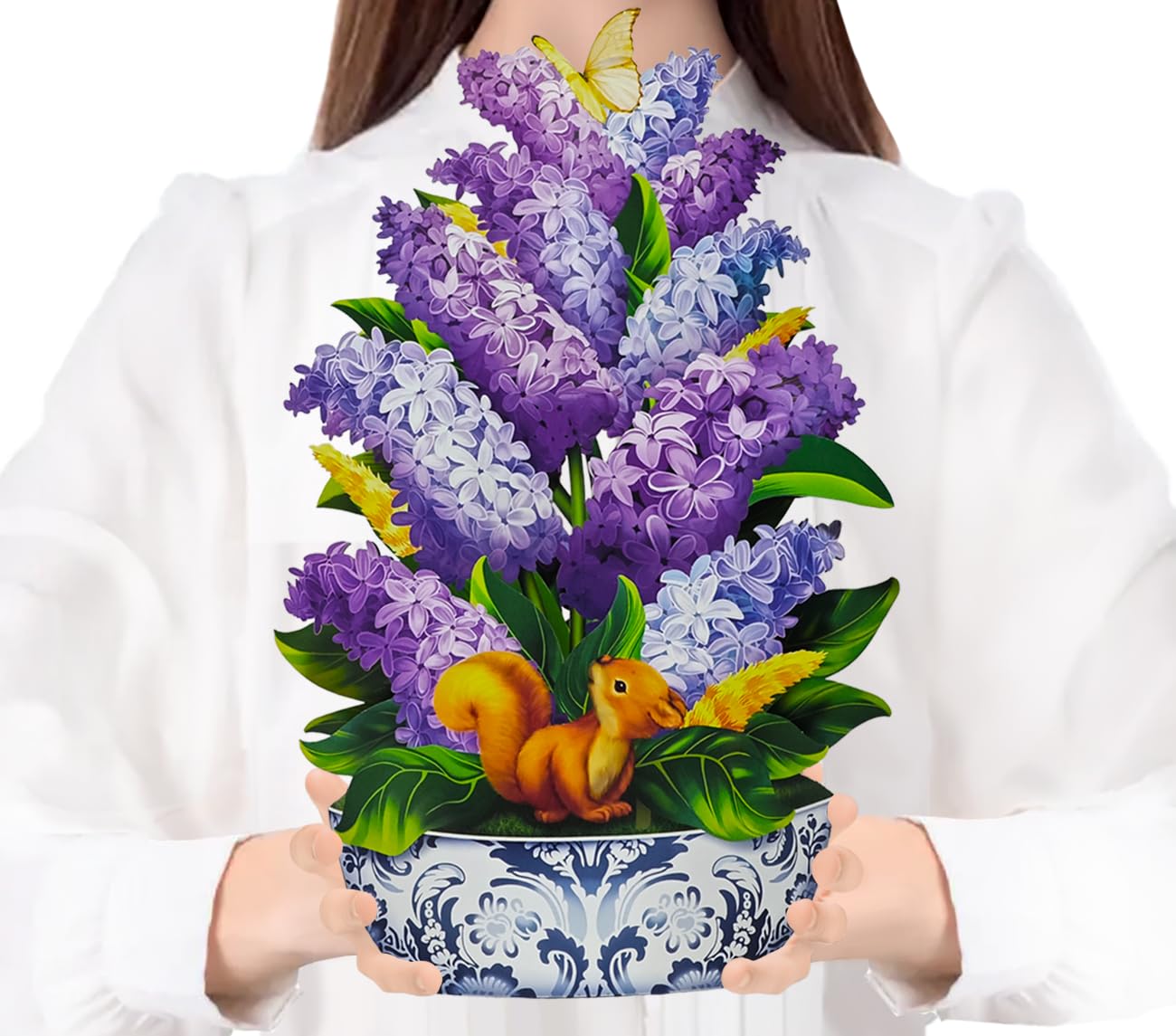 Photo 1 of pulsupunk Paper Pop Up Card, Paper Flower Bouquet 3D Greeting Cards with Envelope & Note Card, Birthday Card, Anniversary Card, Festivial Gifts For Women, 12" Lilacs Nation