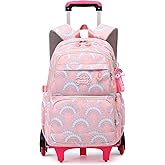 Mfikaryi Girls Rolling Backpack Elementary Student Outdoor Travel Trolley Bag Bookbag with Wheels