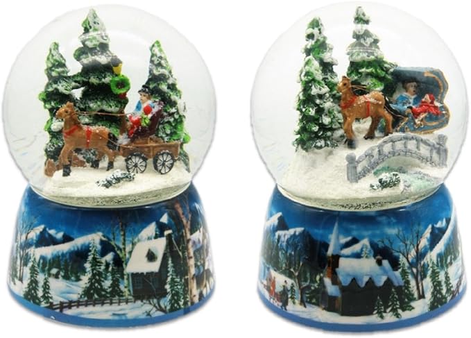 Schneekugel Spieluhr Weihnachten - Weihnachtsmann Mit Tanne 11cm Durchmesser