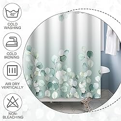 Baocicoo Eucalyptus Leaf Shower Curtain Sets Green