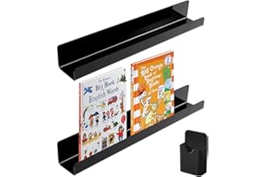 WSFSLJWDW 2 Pcs Magnetic Book Shelf for Whiteboard,Reusable Acrylic Magnetic Book Holder with a Pen Container,Metal Floating Book Shelves, Book Display Shelf for Kids Room Teacher Whiteboard Classroom (Black)