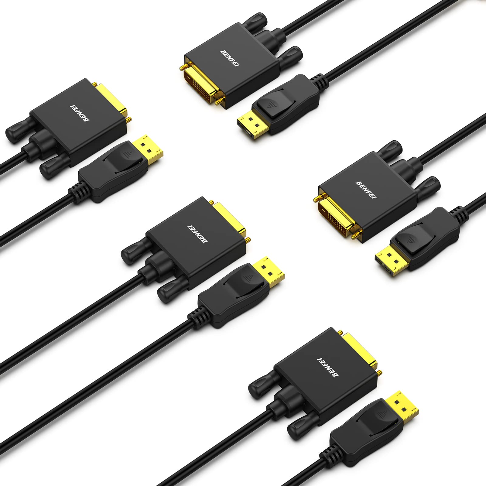 BENFEI DisplayPort to DVI Cable, 5 Pack 1.8M Display Port to DVI Adapter Male to Male Gold-Plated Cord for Lenovo, Dell, HP, ASUS and other brand