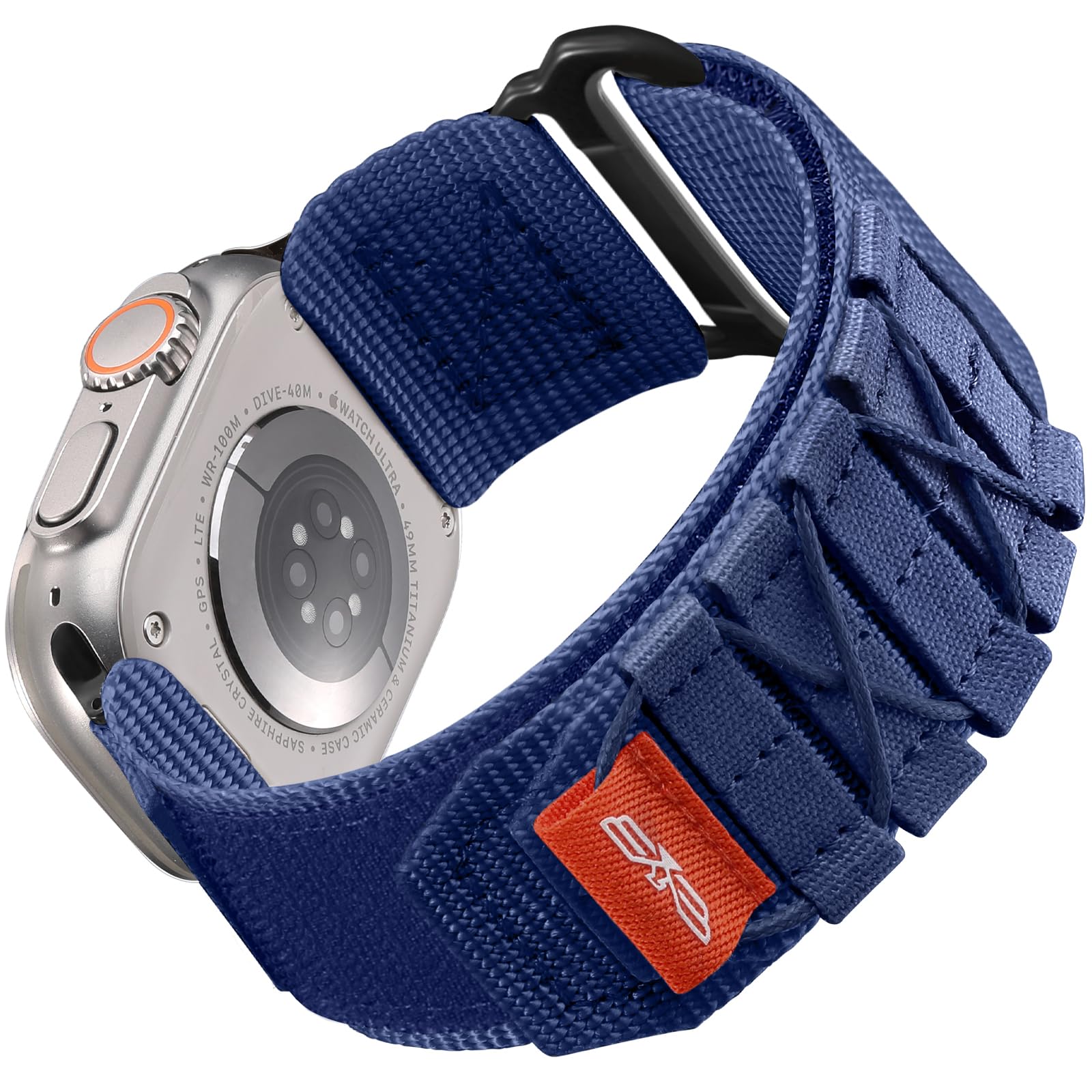Bandletic Nylon Strap compatible with Apple Watch Strap Ultra/Ultra 2 49mm 45mm 44mm 42mm, Sport Loop Replacement Band for iWatch Series SE/Ultra/Ultra 2/Series 9 8 7 6 5 4 3 2 1, S-Blue