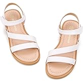 PANDANINJIA Girls Sandals Monica Summer Open Toe Flats Shoes Dress Sandals for Toddler Little Kid Big Kid
