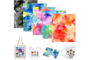 Tintnut Tie Dye Sublimation Transfer Ink Sheets - 5 Sheets 12inches x 10inches Watercolor Clouds Sublimation Transfer Paper Rainbow Pattern Sublimation Transfer Paper Compatible with Cricut