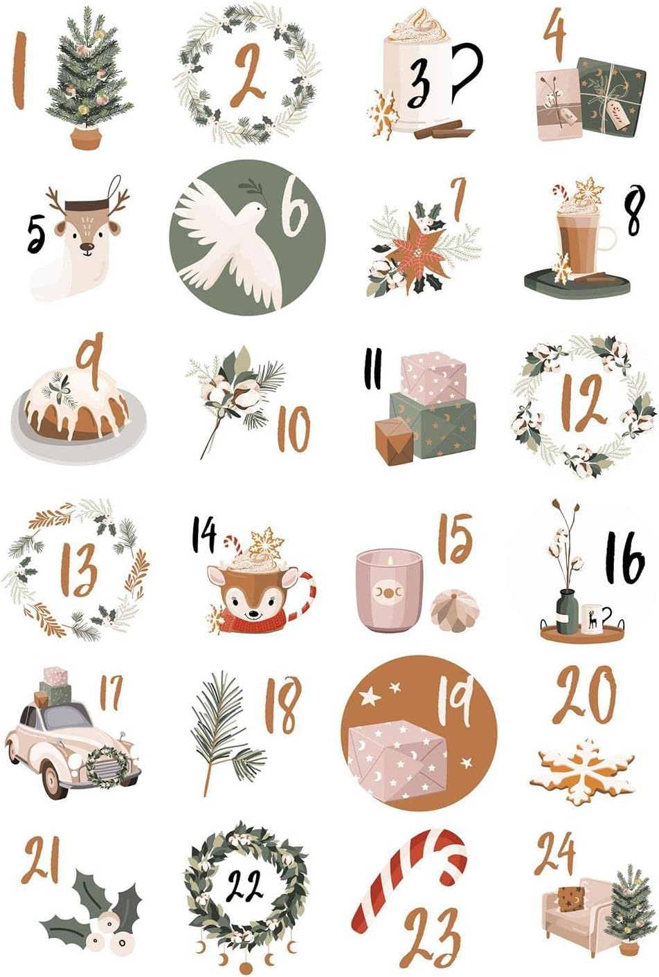 Advent Calendars - JHIALG Advent Calendar Christmas Number Stickers,Advent Calendar Number Stickers 1-24 Christmas Advent Calendar Stickers DIY Christmas Countdown Sticker for Xmas Advent Tags