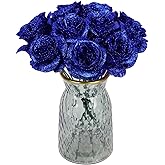 Glitter Flowers,30PCS Royal Blue Roses Artificial Flowers Fake Roses for DIY Crafts Wedding Bouquet Party Home Decor(Royal Blue)