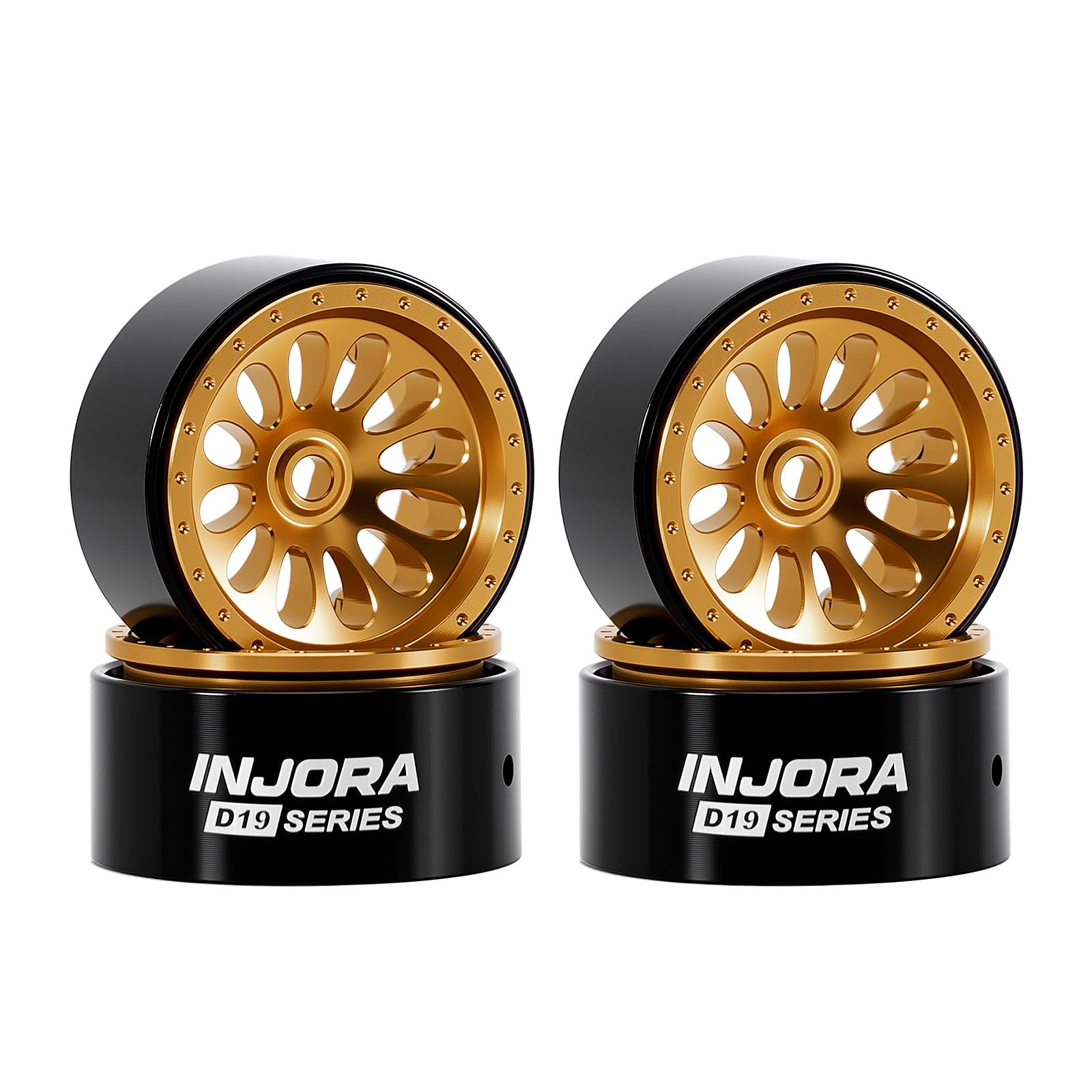 Photo 1 of INJORA D19 Ripple 0.7" Aluminum Beadlock Wheel for 1/30 Axial SCX30, Gold(W7005)