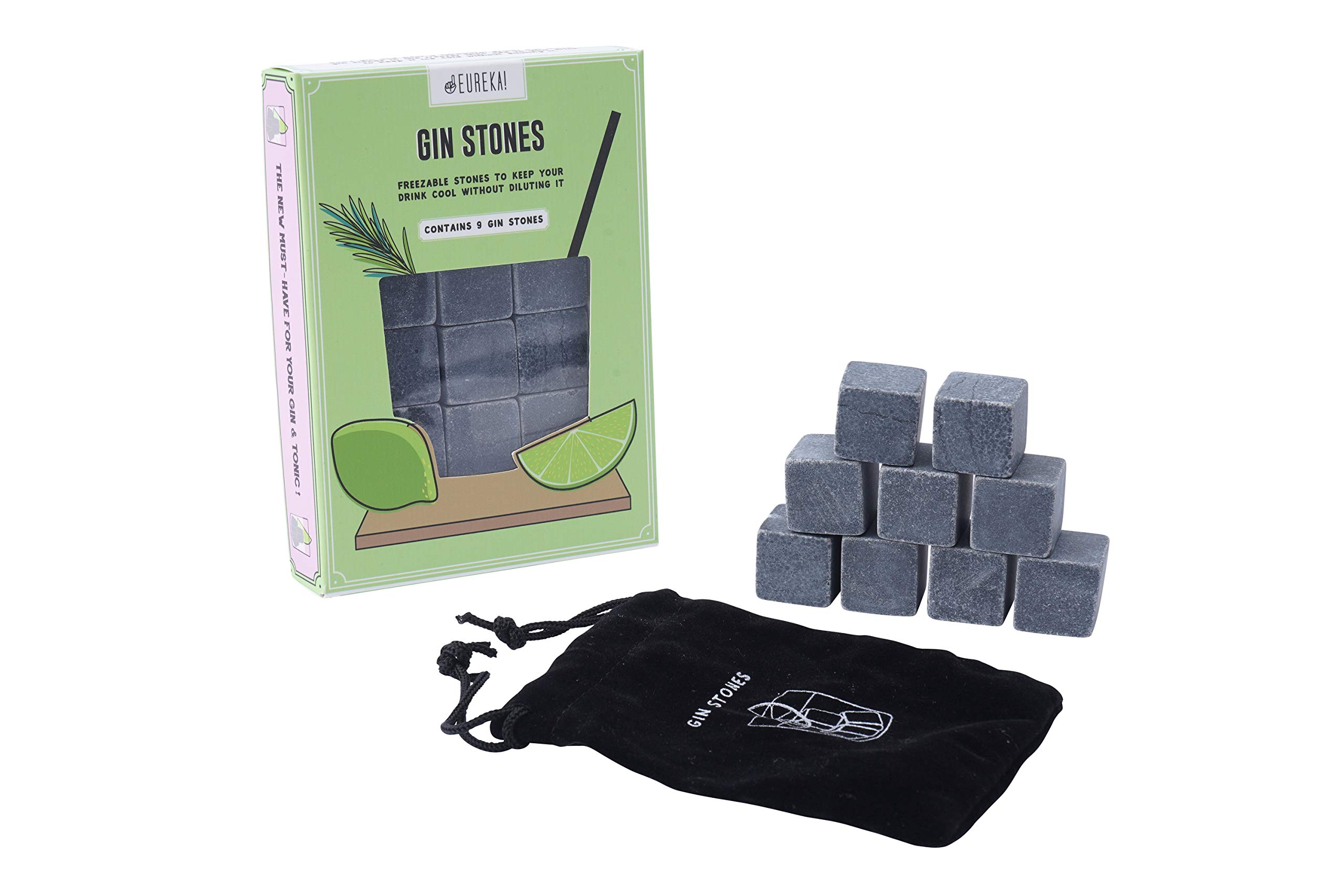 CGB Giftware | Set of 9 Marble Gin Stones in Gift Box and Pouch | 'Eureka' Collection | GB03852