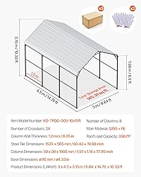VEVOR Heavy Duty Metal Carport, 10' x 15' Outdoor