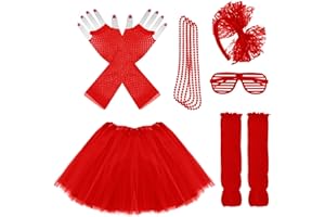 Miayon Kids 6 in 1 Costume Accessories 1970s 1980s Fancy Outfits and Dress for Cosplay Party Theme Party for Girl