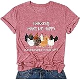 BAOKUAN Women's Letter Print Short Sleeves Casual Tops Funny Chicken Graphic T-Shirt