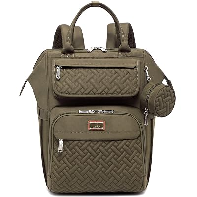 BabbleRoo Diaper Bag Backpack, Multifunction Nappy Changing Bag with Changing Pad, Stroller Straps & Pacifier Case, Unisex Stylish Travel Back Pack for Moms & Dads - Army Green