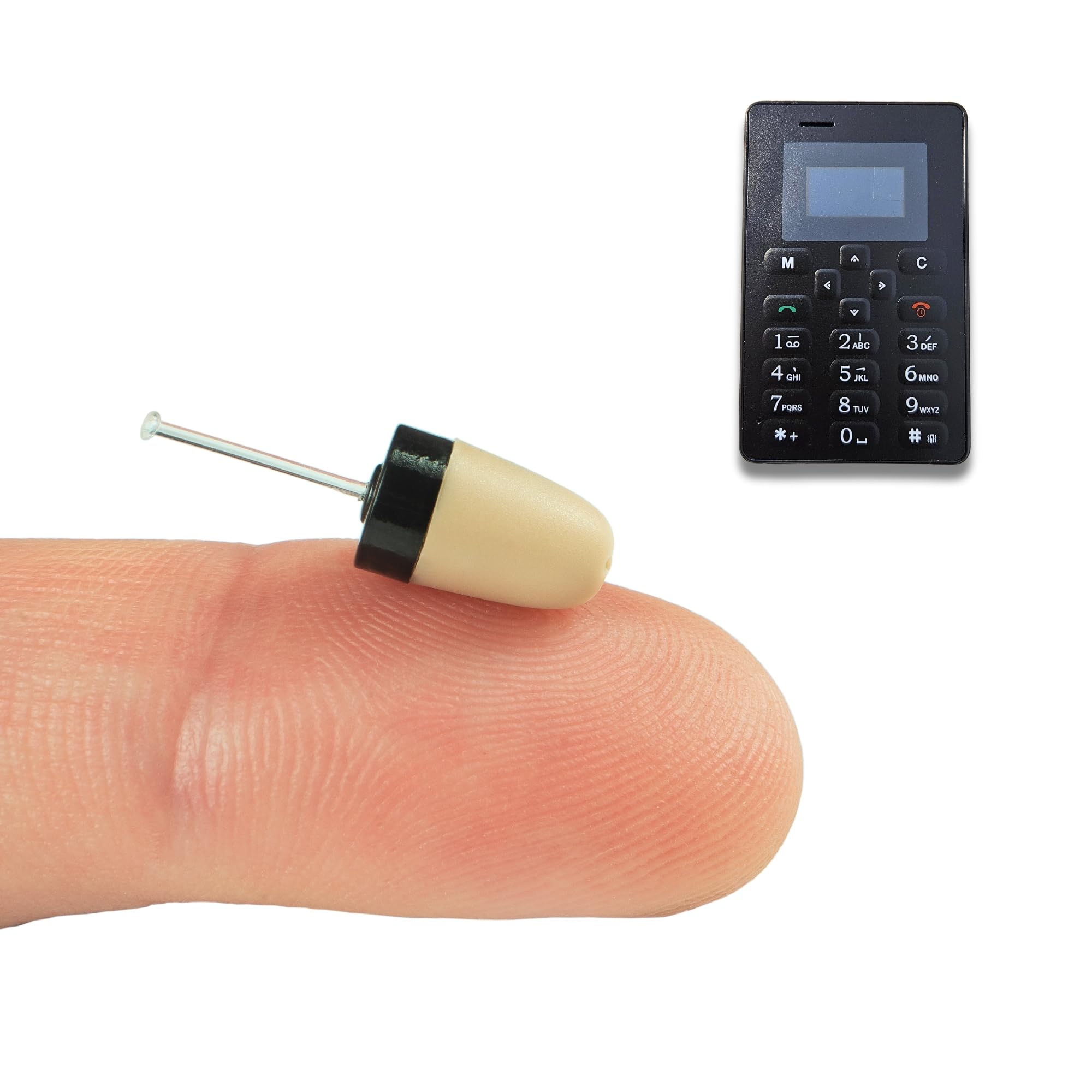 PingaOculto Spy Earpiece GSM Wireless Earphones Invisible Hidden Mini Headset Exam NanoSIM Card Microphone - Secret Earphone Micro Listening Device Cheating (Spy Earpiece Vip Pro SuperMini GSM Card)