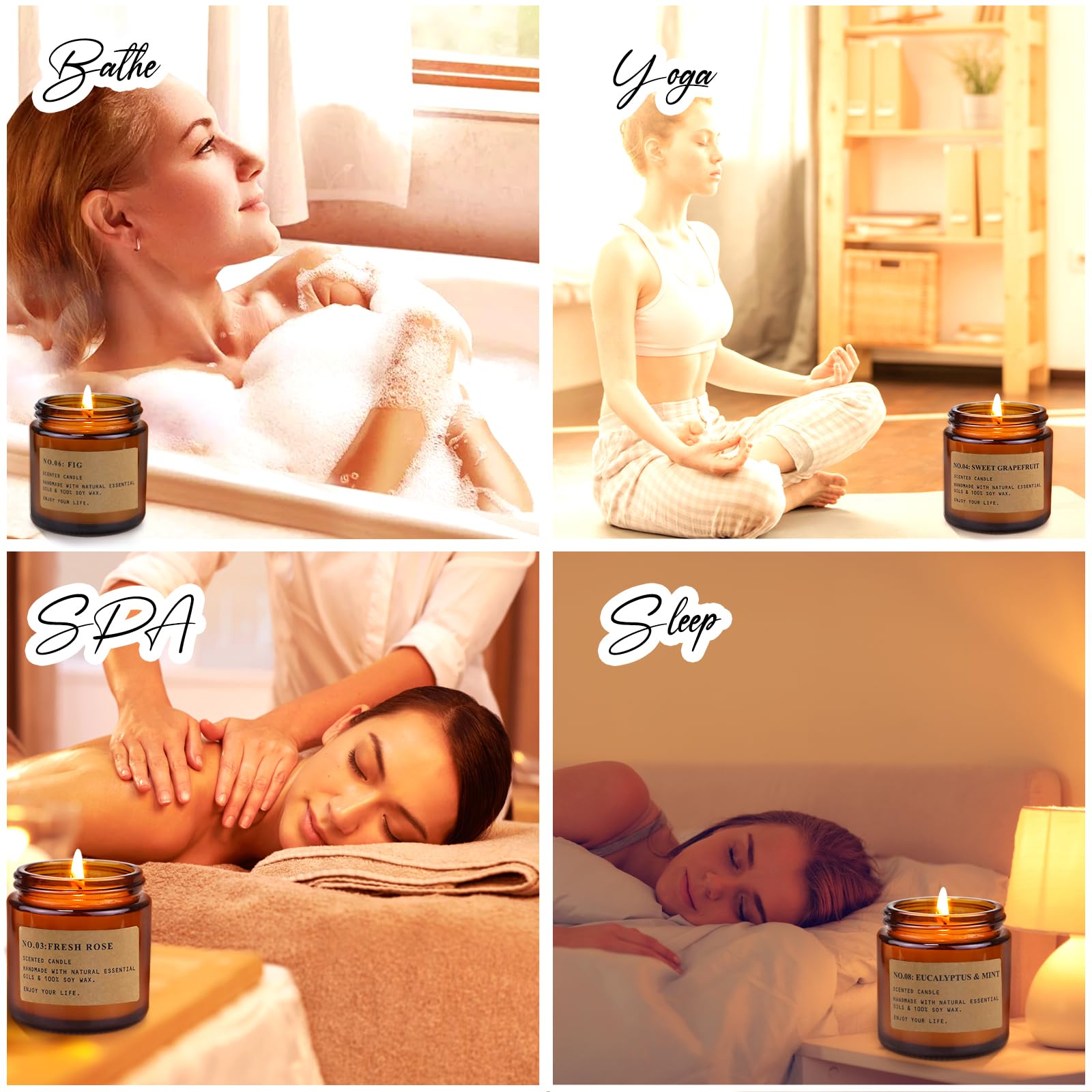 Candle Gift Set for Women – 8 Pack Scented Candles for Home,Long Lasting Soy Wax Amber Jar Candles, Aromatherapy Candle Set,Perfect Holiday & Christmas Gifts