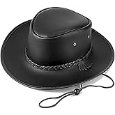 Cowboy Hats for Men and Women, Western Leather Outback Wide Brim Rain Cap