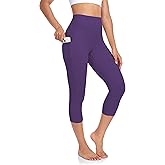 SEEMLY High Waisted Workout Capri with Pockets | Breathable Yoga Pants | Athletic Women Capri Leggings for Tummy Control