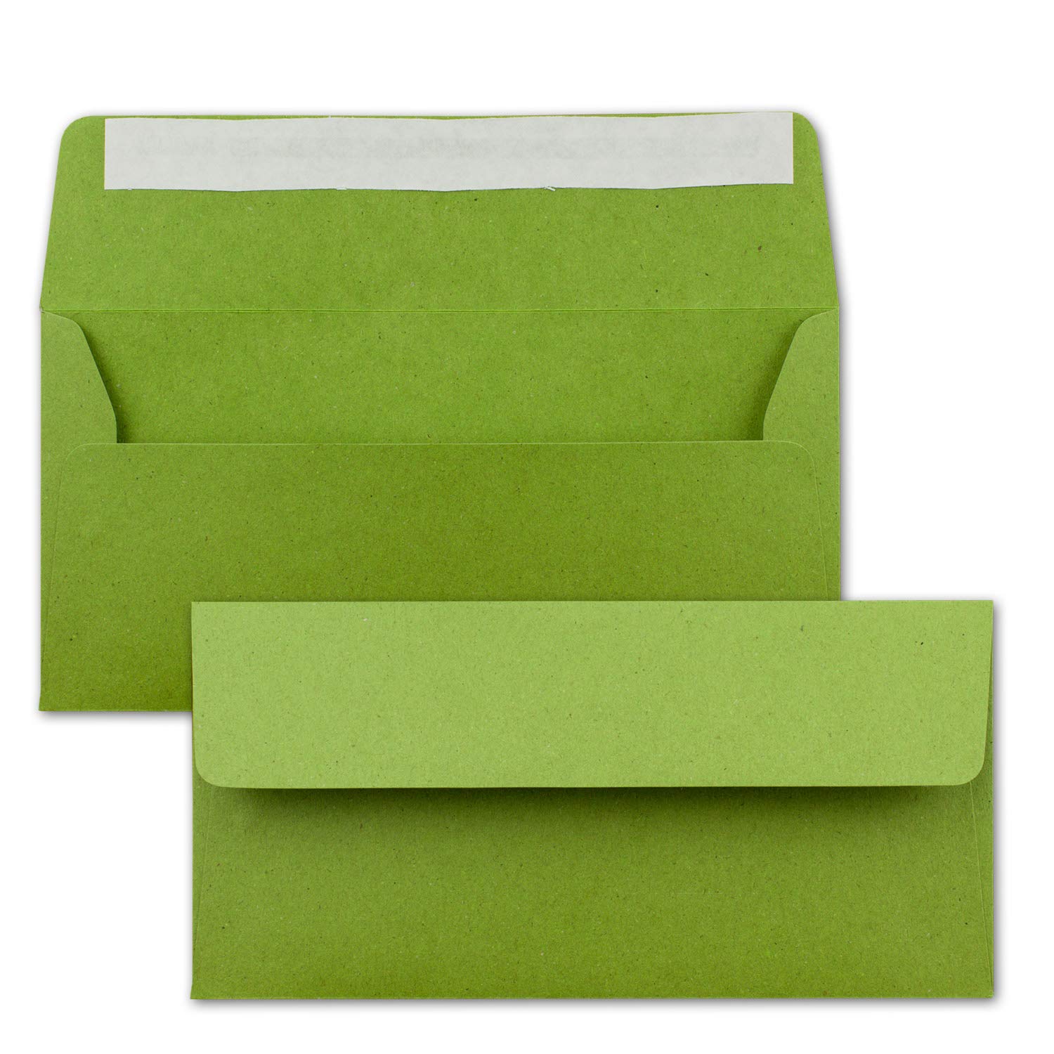 50x Kraft paper envelopes DIN long - light green - self-adhesive 11 x 22 cm - letter envelopes made of recycled paper - vintage envelopes by