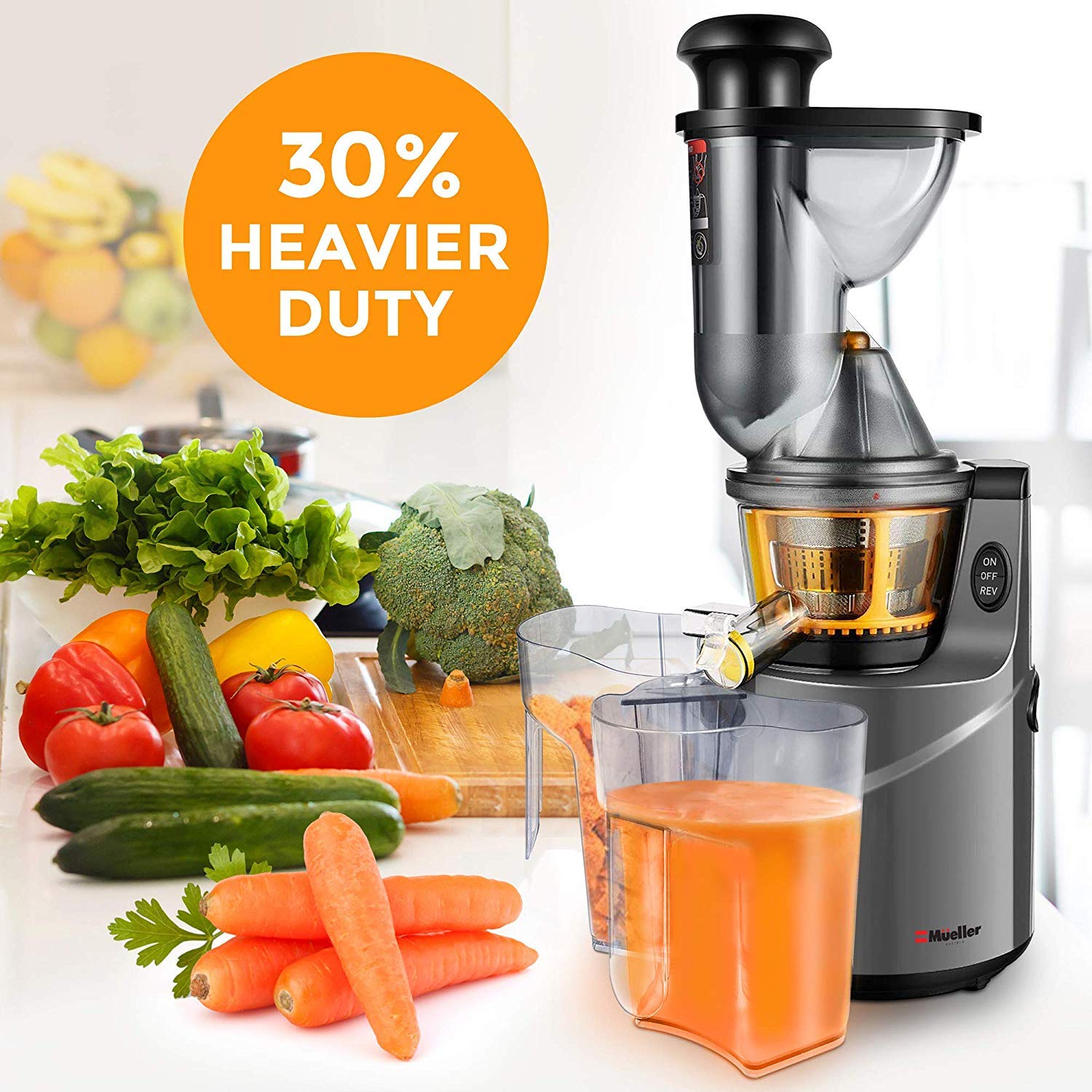 Mueller Austria Ultra Juicer Machine Extractor with Slow Cold Press Masticating Squeezer Mechanism Technology, 3 inch… - Image 3