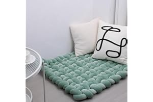 XHJRI Thickened Braided Knot Seat Mat, Knotted Floor Decorative Cushion, Handmade Baby Infant Playing Pad Nursery Rug (27.5 * 31.5 Inch,Matcha Green)