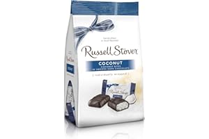 Russell Stover Dark Chocolate Coconut Mini Gusset Bag 6 Ounce Russell Stover Chocolate Coconut Chocolate Candy Bag; Sweet Coconut Covered in Rich Chocolate Candy, Individually Wrapped