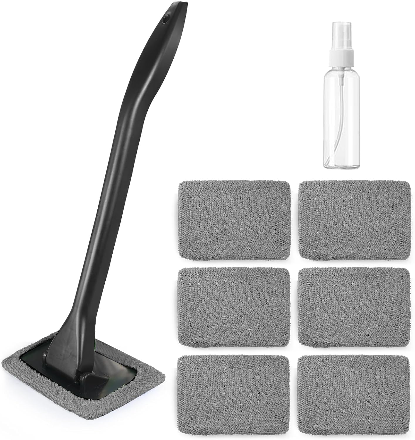 Photo 1 of DEPOVTE Windshield Cleaner Tool Car Window Cleaner with 6 Reusable and Washable Microfiber Pads and Extendable Handle Auto Inside Glass Wiper Kit (Gray)