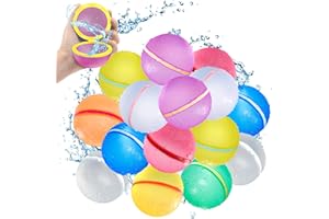 ALTOR SOPPYCID Reusable Water Balloons, Magnetic Self Sealing Quick Fill Water Balloons, Latex-Free Silicone Water Balloons, No Pick UP after Water Fight Games, Summer Toys for Kids Adults (Classic-15 Pcs)